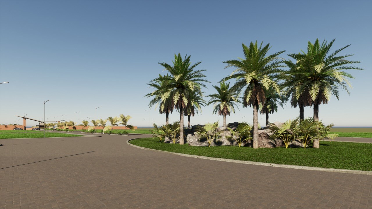 Calles pavimentadas y boulevard de 4 carriles. 